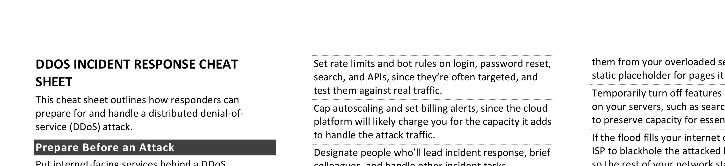 DDoS Incident Response Cheat Sheet