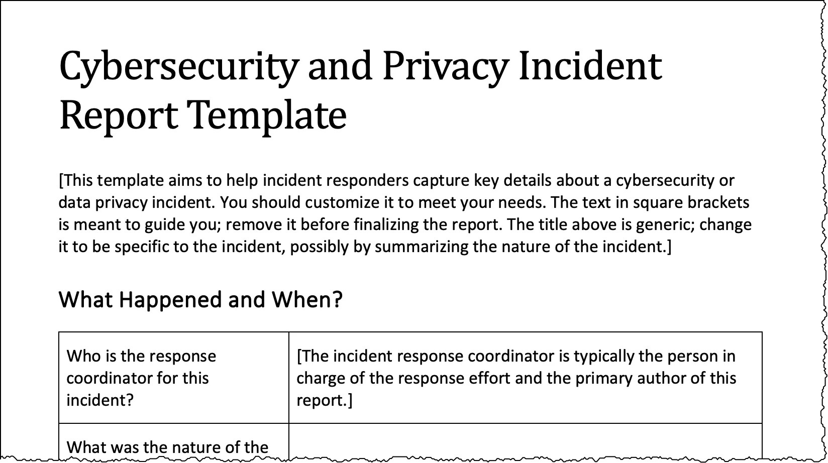 A Report Template for Incident Response - illustration