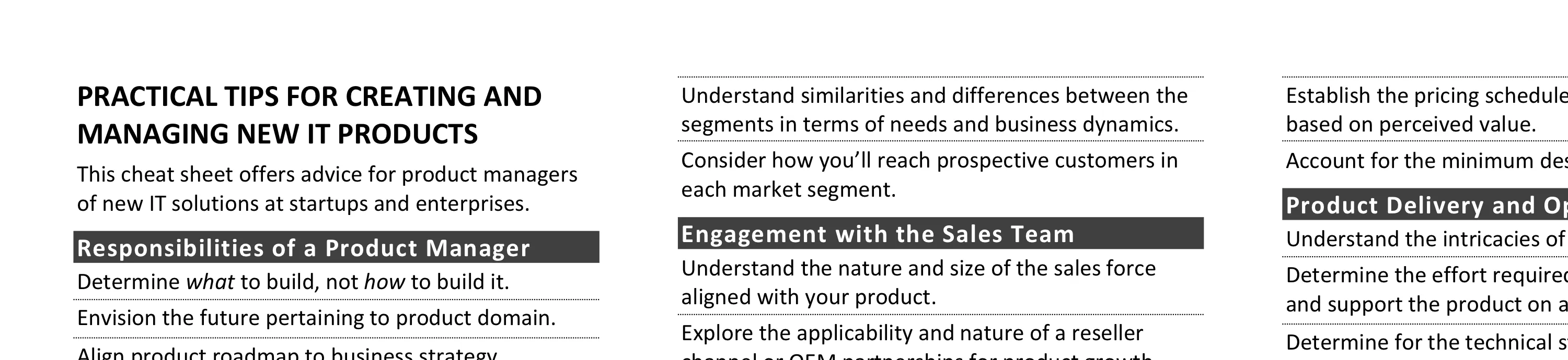 Practical Tips for Creating and Managing New Information Technology Products - illustration