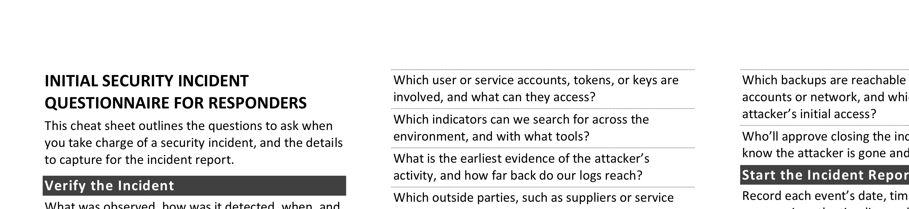 Initial Security Incident Questionnaire for Responders